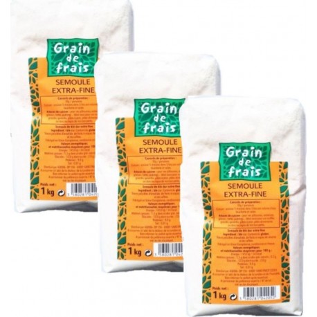 Grain De Frais Lot 3x Semoule Extra Fine Paquet 1Kg les 3 unités de 1.0Kg