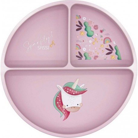 Silicone Assiette Compartimentée En Avec Ventouse, Animaux, Sassi Junior