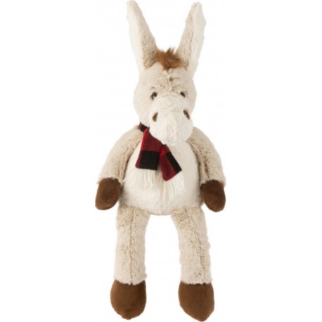 PARIS PRIX Peluche Âne écharpe 28cm Beige
