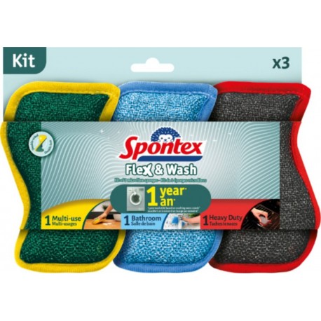 SPONTEX Éponges Microfibres Flex & Wash Double Face