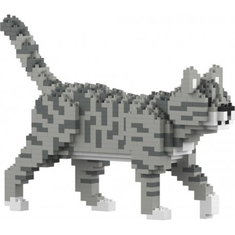 JEKCA BLOCS DE CONSTRUCTION MINI CHAT TIGRE GRIS CLAIR