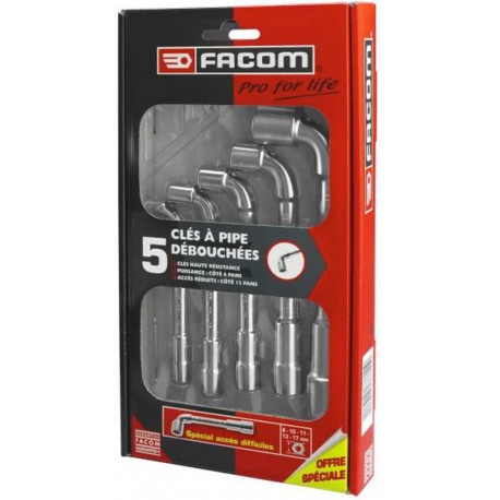 Jeu de 5 clés à pipe débouchée Facom