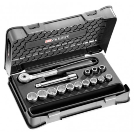 Facom Coffret douilles 1/2 12 pans métriques - 15 pièces S.151-1P12 Facom