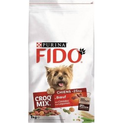 Fido Croquettes Croq Mix Chiens -25Kg au Boeuf, Céréales et Légumes 1Kg (lot de 6)