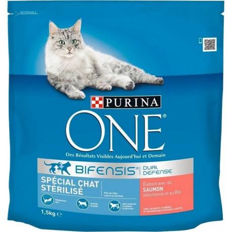 Purina One Croquettes Chat Stérilisé Saumon 1,5Kg (lot de 3)