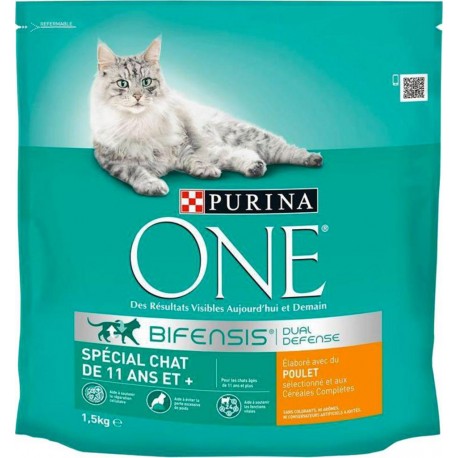 Purina One Croquettes Chat 11 ans et + Poulet 1,5Kg (lot de 3)