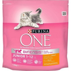 Purina One Croquettes Chat Junior 1 à 12 Mois Poulet 1,5Kg (lot de 3)