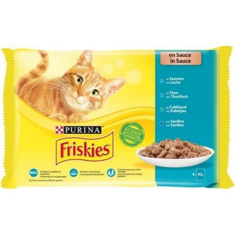Friskies Aliment pour Chat en Sauce 4 Poissons 85g par 4 rations 7613036987592