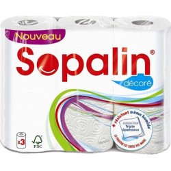 Sopalin Décoré Essuie-tout 3 Rouleaux (lot de 3)