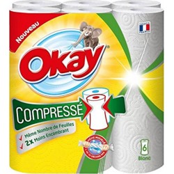 Okay Compressé Essuie-tout 6 Rouleaux (lot de 3)