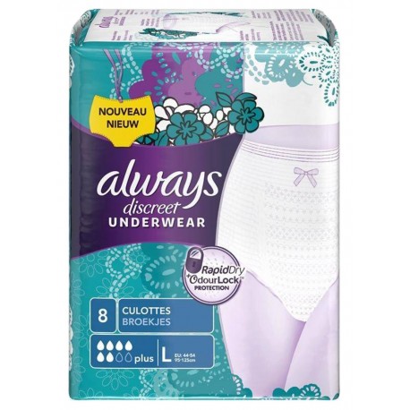 Always Discreet Underwear Plus Culottes Plus Taille L x8 (lot de 2)