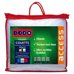 Dodo 28135200 Couette Unie Enveloppe Polyester Microperf + Garnissage Polyester Hollofil Eco² Souple Blanc 200 x 200cm
