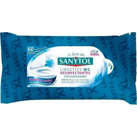 Sanytol Lingettes WC Désinfectantes Fraîcheur Marine 60 Lingettes (lot de 4)