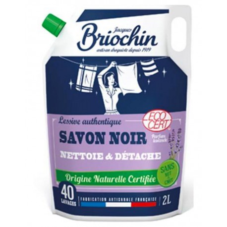 Briochin Recharge Lessive Savon Noir Nettoie Et Détache Origine Naturelle 2L (lot de 2 recharges)