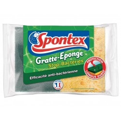 Spontex Gratte-Eponge Stop-Bactéries Protection Longue Durée Par 2 (lot de 6 soit 12 éponges)