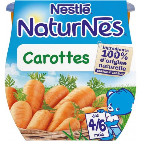 Nestlé Naturnes Carottes dès 4/6 mois par 2 pots de 130g (lot de 10 soit 20 pots)