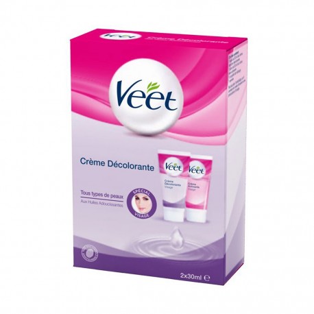 Veet Crème Décolorante Special Visage Tous Types de Peaux 2x30ml (lot de 2)