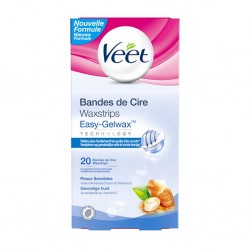Veet Bandes de Cire Corps & Jambes Easy-Gelwax par 20 Bandes de Cire Peaux Sensibles (lot de 2)