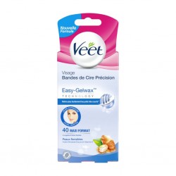 Veet Visage Bandes de Cire Précision Easy-Gelwax Technology par 40 Bandes Maxi Format (lot de 2)