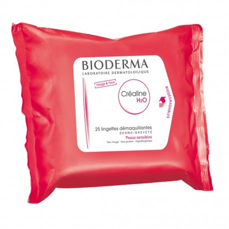 BIODERMA Créaline H2O Lingettes Démaquillantes Peaux Sensibles x25 (lot de 2)