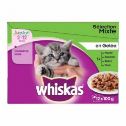 Whiskas Junior Croissance Saine Sélection Mixte en Gelée par 12 (lot de 2 soit 24 sachets)