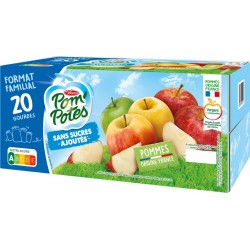 Pom Potes Compotes en gourde pomme sans sucres ajoutés POM'POTES 90g x20