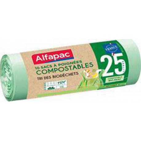 Alfapac Sacs poubelle biodégradables 25l le rouleau de 25l