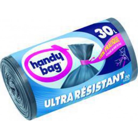 Handy Bag Sacs poubelle Ultra-résistant lien pratique 30 l les 20 sacs