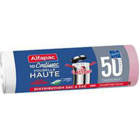 Alfapac Sacs poubelle 50l pour les poubelles hautes le rouleau de 10 sacs