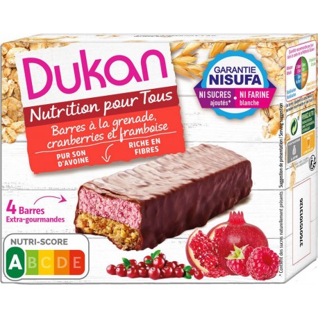DUKAN Barres Céréales à la Grenade Cranberries et Framboise 120g