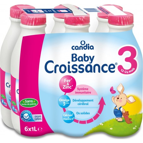Candia Baby Lait Croissance 12-24 Mois 1L (lot de 6)