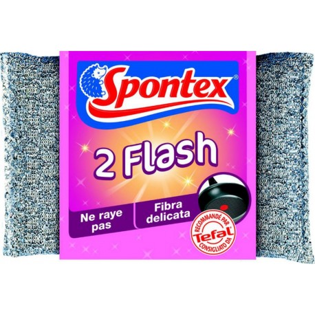Spontex Tampon 2 Flash Ne Raye Pas Fibre Délicate Par 2 (lot de 2 soit 6 éponges)
