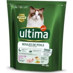 Ultima Croquettes Chat Boules de Poils Dinde 400g (lot de 6)