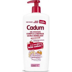 Cadum Gel Douche Corps et Cheveux Enfants Ultra Démêlant Fraise 750ml (lot de 3)