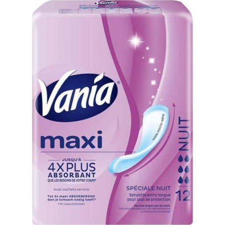 Vania Maxi Serviettes Hygiéniques Nuit x12