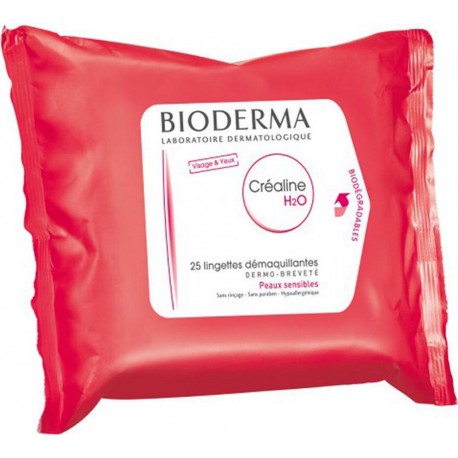 BIODERMA Créaline H2O Lingettes Démaquillantes Peaux Sensibles x25