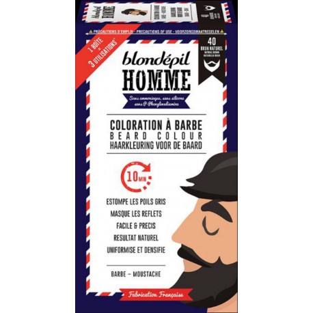 BLONDEPIL Homme Coloration Brun Naturel Barbe Kit pour 3 Utilisations